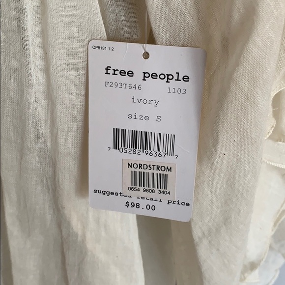 Free People Sheer Cotton Boho Top with Sequins - S - Picture 4 of 5